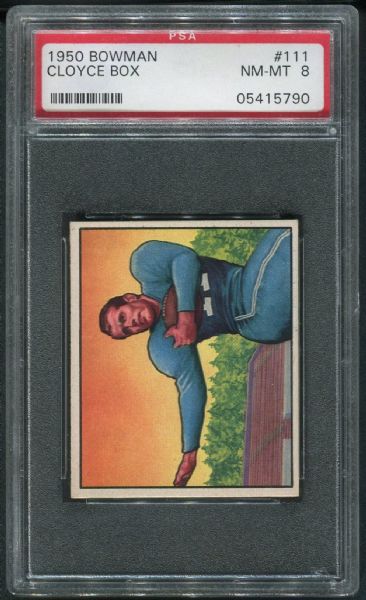 1950 Bowman #111 Cloyce Box PSA 8 NM-MT