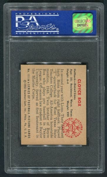 1950 Bowman #111 Cloyce Box PSA 8 NM-MT