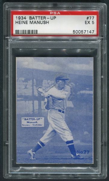 1934 Batter-Up #77 Heine Manush PSA 5 EX