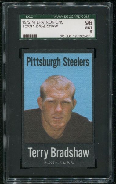 1972 NFLPA Iron Ons Terry Bradshaw SGC 96 MINT 9