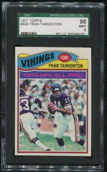 1977 Topps #400 Fran Tarkenton SGC 96 MINT 9