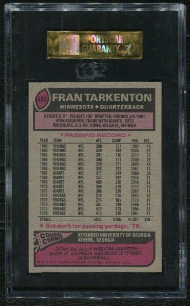 1977 Topps #400 Fran Tarkenton SGC 96 MINT 9