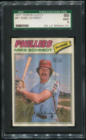 1977 Topps Cloth #41 Mike Schmidt SGC 96 MINT 9