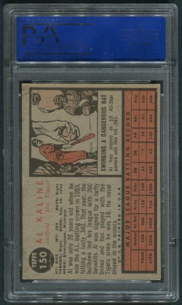 1962 Topps #150 Al Kaline Autographed PSA/DNA Authentic