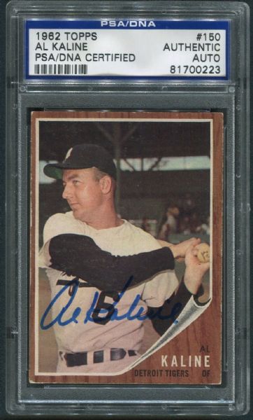 1962 Topps #150 Al Kaline Autographed PSA/DNA Authentic