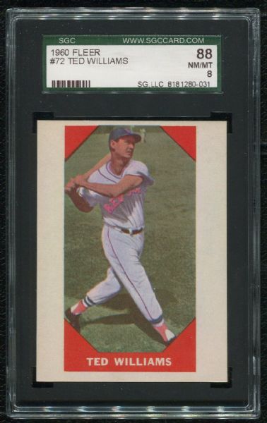 1960 Fleer #72 Ted Williams SGC 88 NM-MT 8