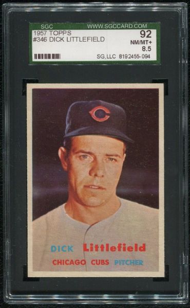 1957 Topps #346 Dick Littlefield SGC 92 NM-MT+ 8.5