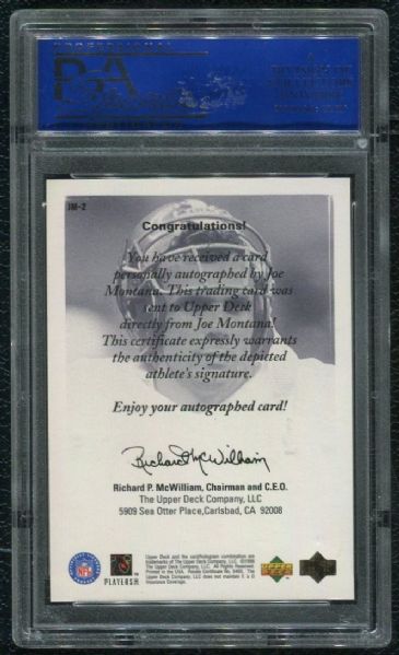 1998 UD Authentics #JM-2 Joe Montana Autograph PSA/DNA 8 NM-MT