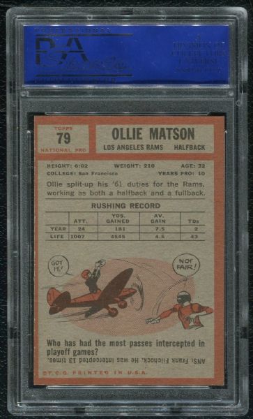 1962 Topps #79 Ollie Matson PSA 8 NM-MT