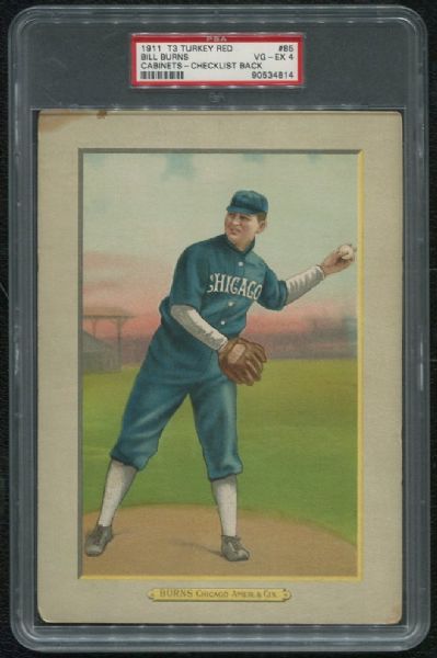 1911 T3 Turkey Red #85 Bill Burns PSA 4 VG-EX 