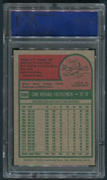 1975 Topps #280 Carl Yastrzemski PSA 9 MINT