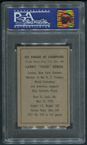 1952 Berk Ross Yogi Berra PSA 8 NM-MT