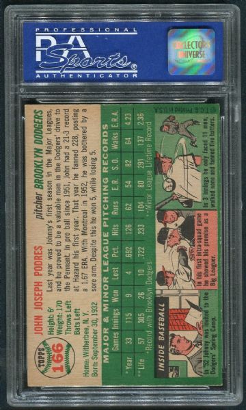 1954 Topps #166 Johnny Podres PSA 8 NM-MT