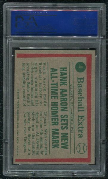 1975 Topps #1 Hank Aaron Highlights PSA 9 MINT