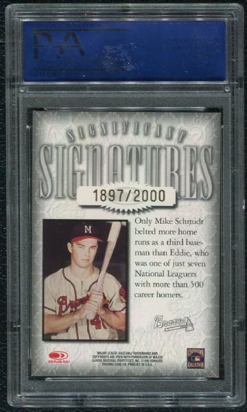 1998 Donruss Significant Signatures Eddie Mathews Autograph PSA 9 MINT