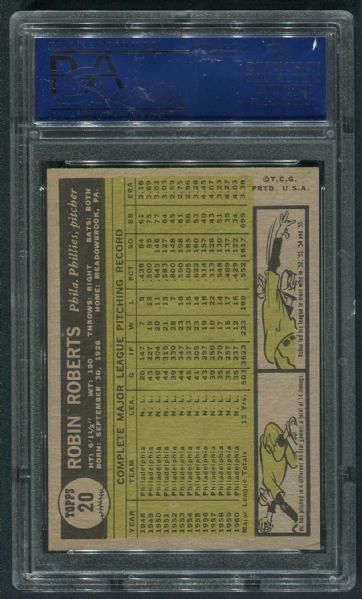 1961 Topps #20 Robin Roberts PSA 9 MINT