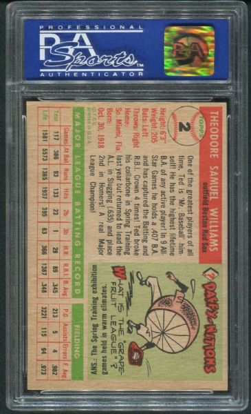 1955 Topps #2 Ted Williams PSA 7 NM