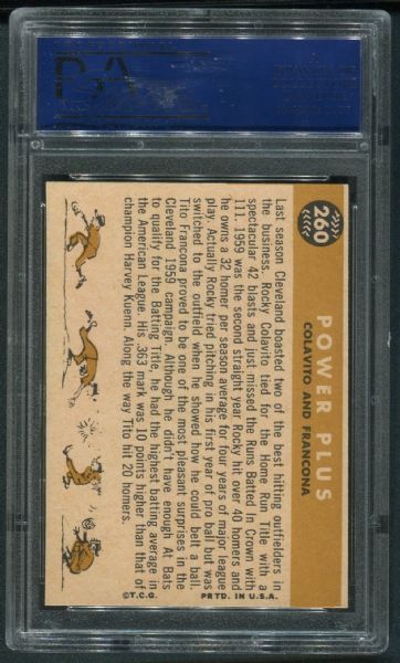 1960 Topps #260 Power Plus Colavito/Francona PSA 9 MINT