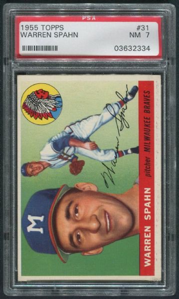 1955 Topps #31 Warren Spahn PSA 7 NM