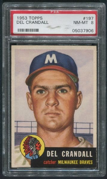 1953 Topps #197 Del Crandall PSA 8 NM-MT