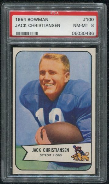 1954 Bowman #100 Jack Christiansen PSA 8 NM-MT