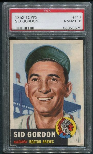 1953 Topps #117 Sid Gordon PSA 8 NM-MT