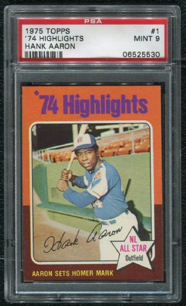 1975 Topps #1 Hank Aaron Highlights PSA 9 MINT