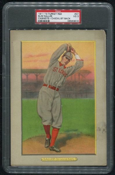 1911 T3 Turkey Red #37 Slim Sallee PSA 3 VG