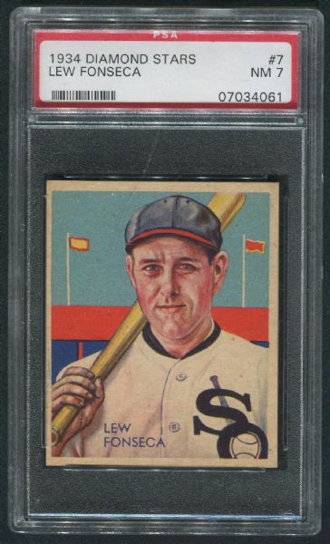 1934 Diamond Stars #7 Lew Fonseca PSA 7 NM