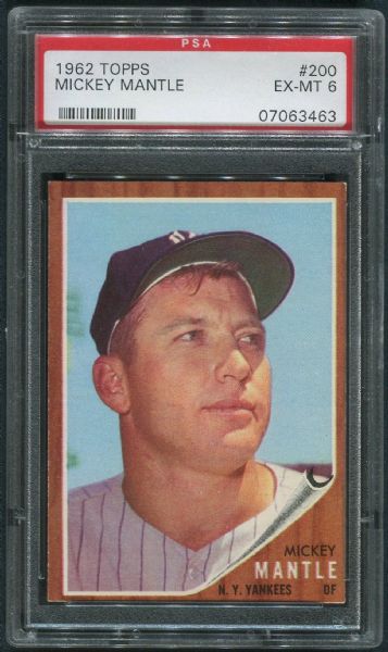 1962 Topps #200 Mickey Mantle PSA 6 EX-MT