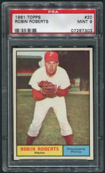 1961 Topps #20 Robin Roberts PSA 9 MINT