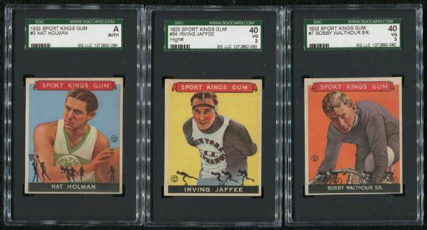 1933 Sport Kings Lot of 3 SGC Graded w/ Nat Holman RC