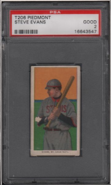 1909-11 T206 Piedmont Steve Evans PSA 2