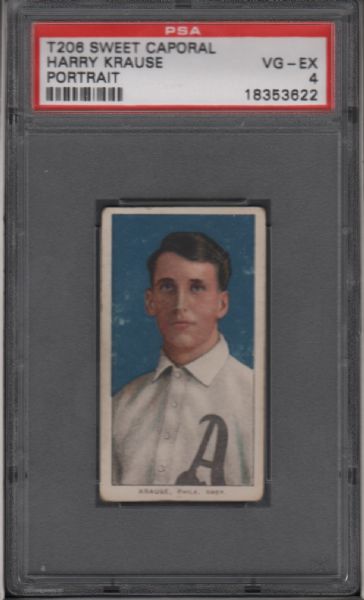 1909-11 T206 Sweet Caporal Harry Krause Portrait PSA 4