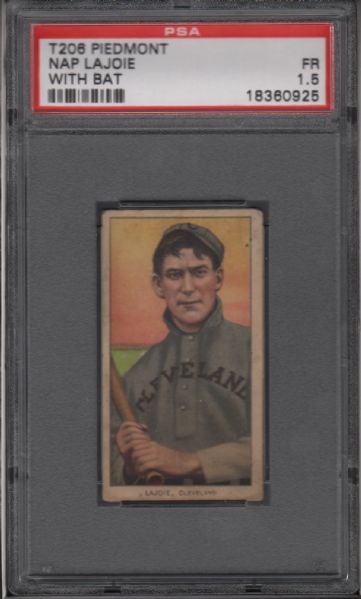 1909-11 T206 Piedmont Nap Lajoie With Bat PSA 1.5