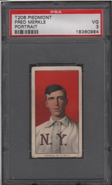 1909-11 T206 Piedmont Fred Merkle Portrait PSA 3