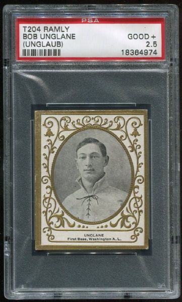 1909 T204 Ramly Bob Unglaub PSA 2.5