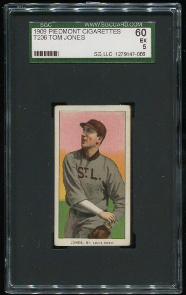 1909-11 T206 Piedmont Tom Jones SGC 60