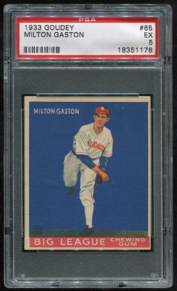 1933 Goudey #65 Milton Gaston PSA 5