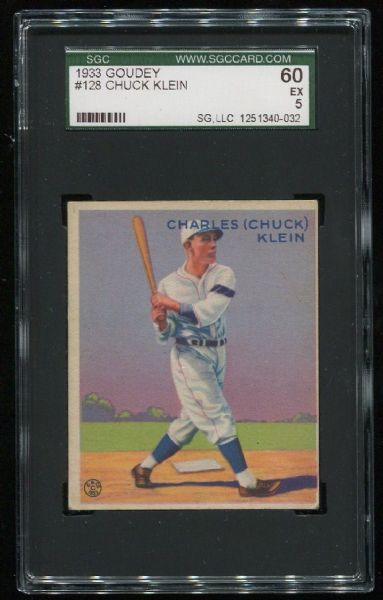 1933 Goudey #128 Chuck Klein SGC 60