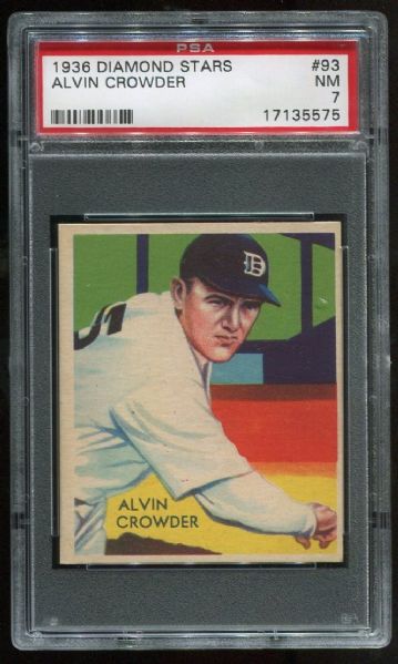 1934-36 Diamond Stars 93 Alvin Crowder PSA  7