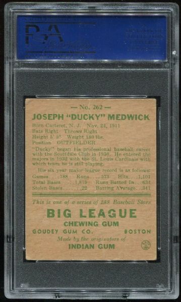 1938 Goudey 262 Joe Ducky Medwick PSA 1