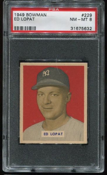 1949 Bowman 229 Ed Lopat PSA 8