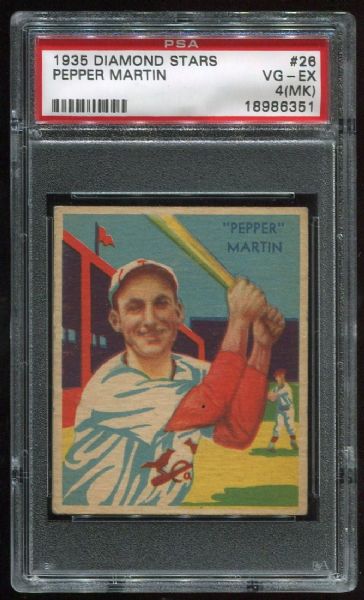 1934-36 Diamond Stars 26 Pepper Martin PSA 4 MK