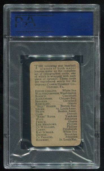 1921 E253 Oxford Confectionary Eddie Collins PSA 2 MK