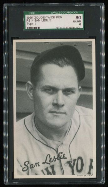 1936 R314 Goudey Wide Pen Sam Leslie SGC 80