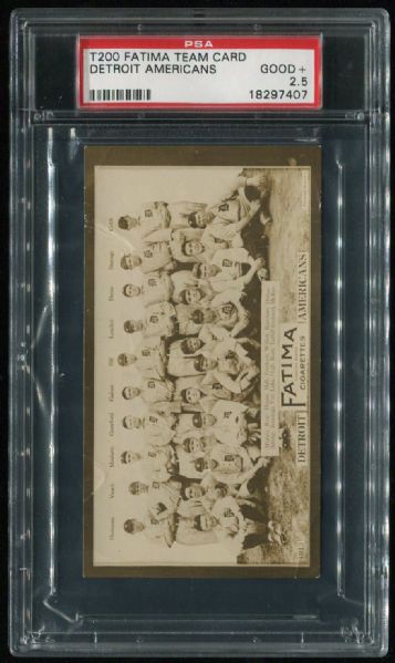 1913 T200 Fatima Detroit Americans PSA 2.5