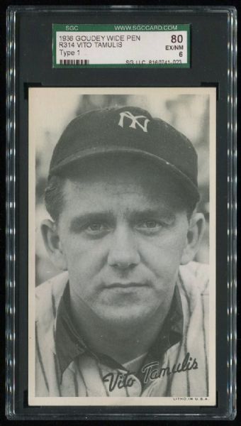 1936 R314 Goudey Wide Pen Vito Tamulis SGC 80