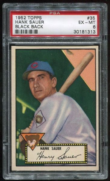 1952 Topps #35 Hank Sauer Black Back PSA 6