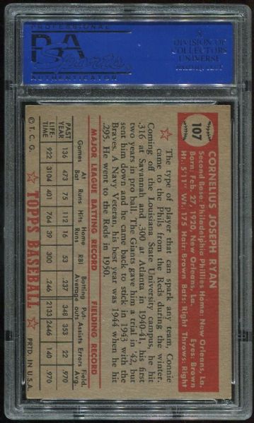 1952 Topps #107 Connie Ryan PSA 6